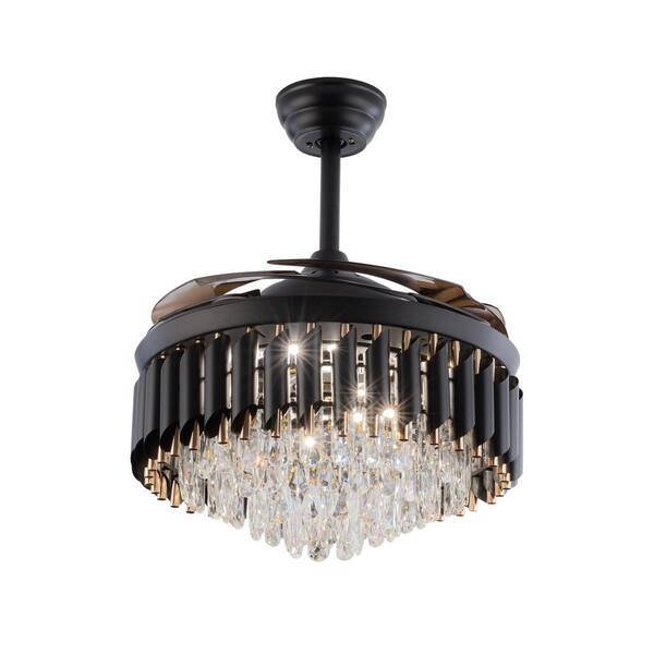 OUKANING 36 in. Indoor Black Modern Crystal Retractable