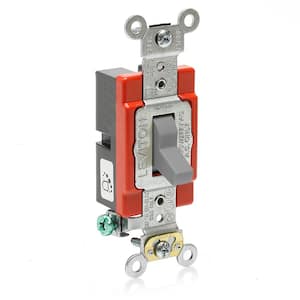 20 Amp 120-Volt/277-Volt Antimicrobial Treated Toggle Standard Single-Pole AC Quiet Switch, Gray