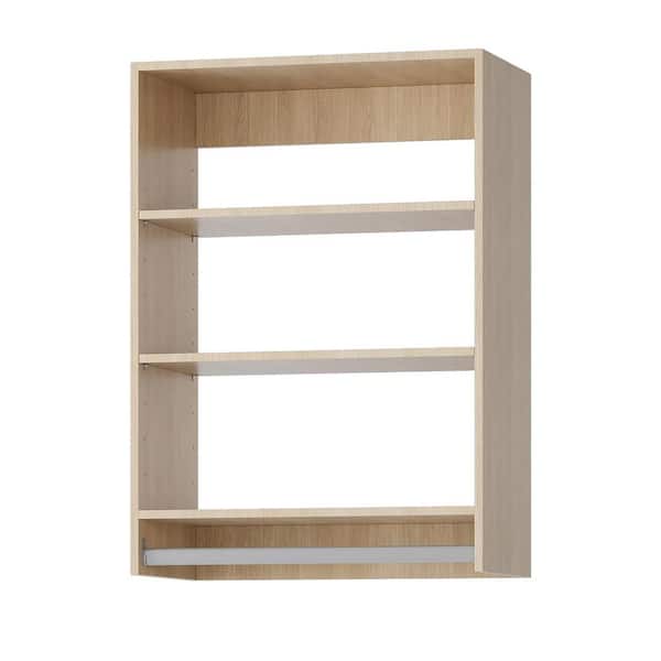 HOMEIBRO 28.5 in. W Brown Walk-in Tower Unit Wall-mounted 3-Shelf Wood Closet System