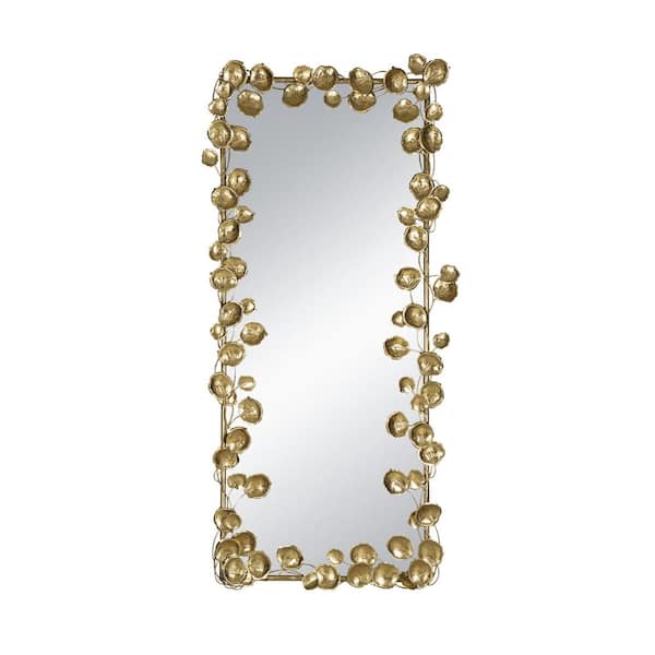 A & B Home 31.1 in. W 60.8 in. H Rectangle Frame Keyhole Bathroom Wall Mirror in Gold Finish