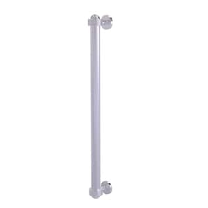 18 in. Center-to-Center Refrigerator Pull with Groovy Aents in Satin Chrome