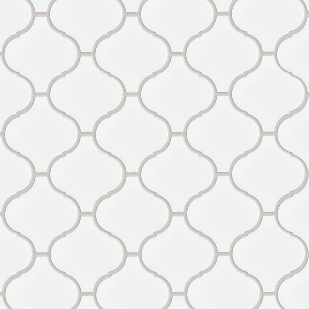 Morocco Matte White 9.5" x 10.75" Porcelain Mosaic Accent Tile