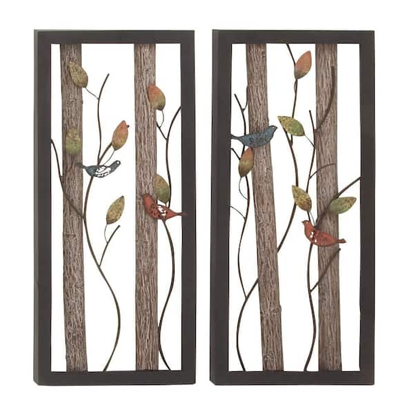 Selling Metal Bird Wall Decor with Real Wood Detailing, Set of 2 16