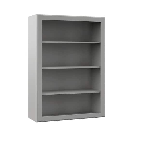 Hampton Bay Designer Series Elgin Assembled 30x42x12 in. Wall Open Shelf Kitchen Cabinet in Heron Gray