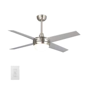 Nova 52 in. Integrated LED Indoor Silver Smart Ceiling Fan with Light Kit and Wall Control, Works with Alexa/Google Home