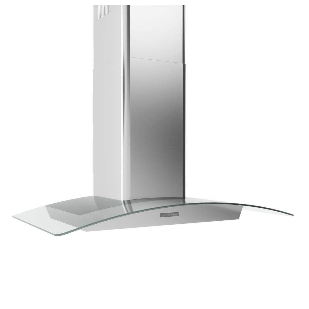 36" Stainless Steel Convertible Wall Mount Range Hood with Glass Canopy