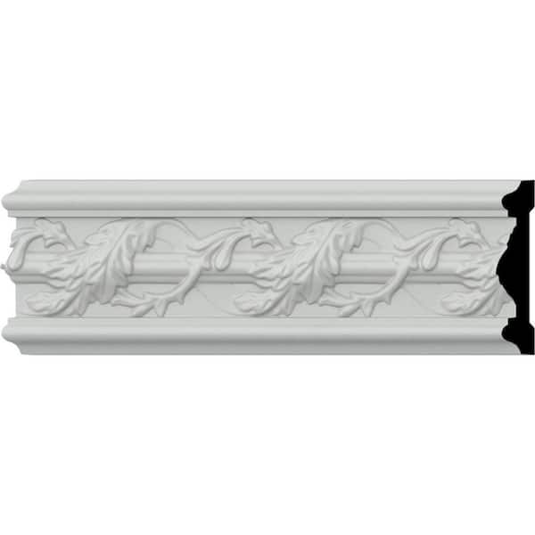Ekena Millwork SAMPLE - 1 in. x 12 in. x 4-3/8 in. Urethane Southhampton Acanthus Leaf Chair Rail Moulding
