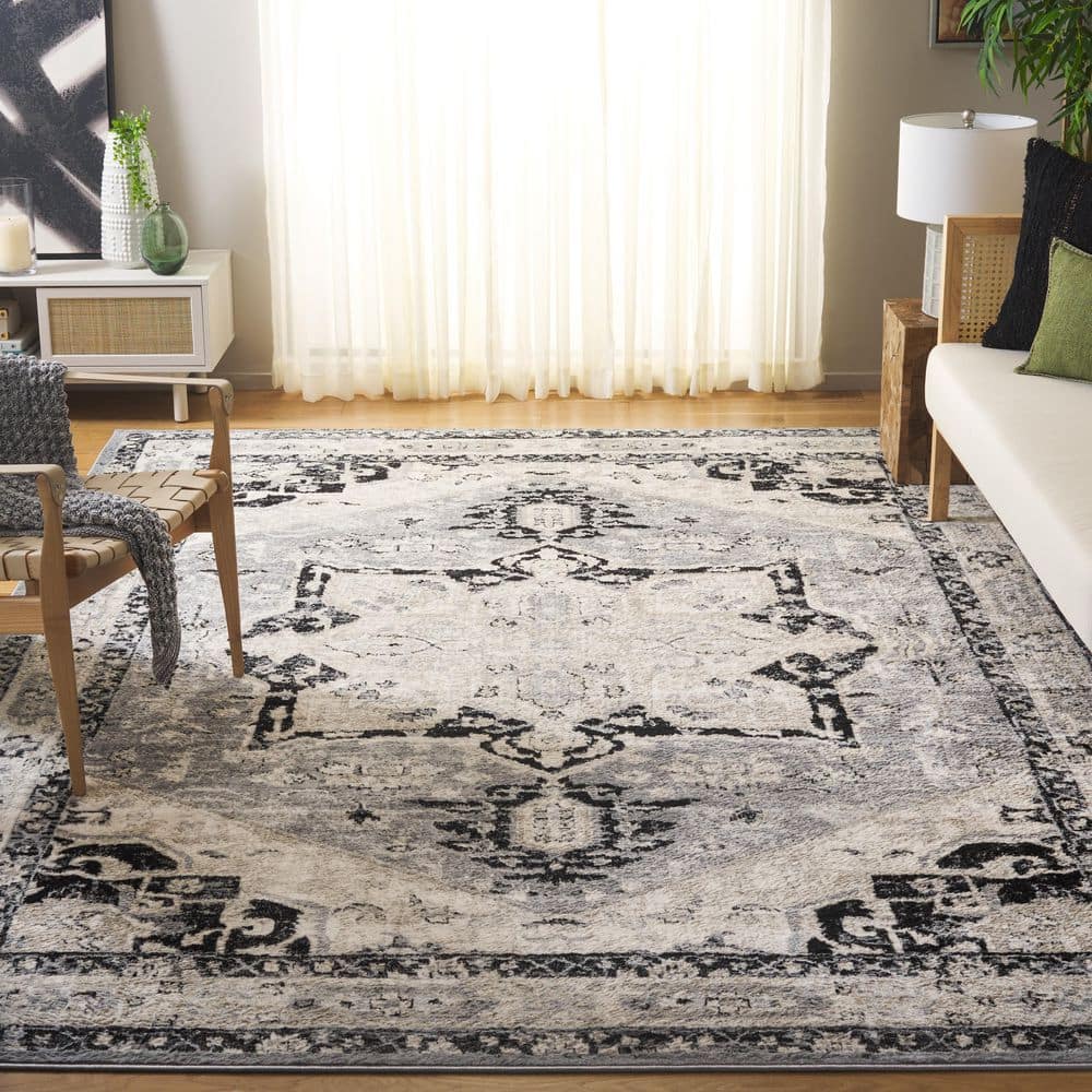 Brentwood 8 ft. x 10 ft. Silver/Black Border Medallion Area Rug price history on PriceWatchPro