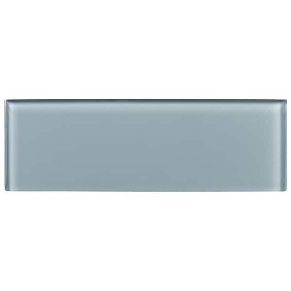 Enchant-Elle Spark Blue 4-in. x 12-in. Subway Polished Glass Wall and Floor Tile (4.88 sq. ft./Case)