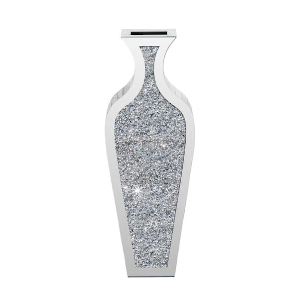28 in. Silver Glass Novelty Bottle Decorative Vase