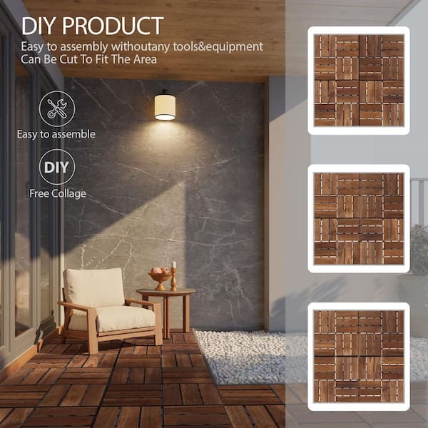 Siavonce 12 in. x 12 in. Square Acacia Wood Interlocking Siavonce 12 in. x 12 in. Square Acacia Wood Interlocking