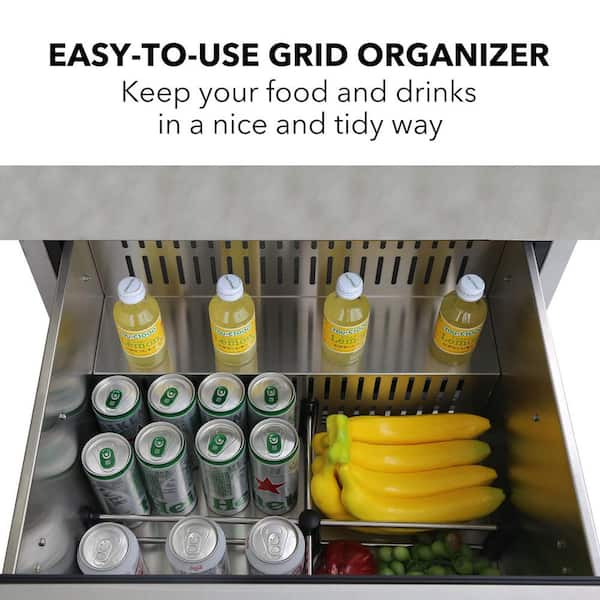 Small Fridge Drawer Organizer 4 Grid Mini Refrigerator Drawer