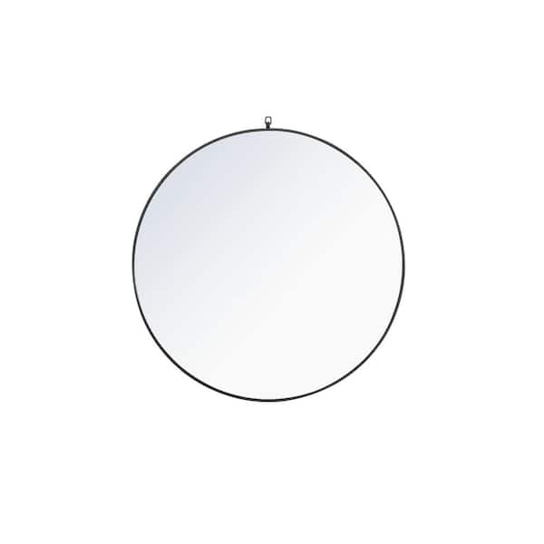 Unbranded Timeless Home 48 in. W x 48 in. H x Contemporary Metal Framed Round Black Mirror