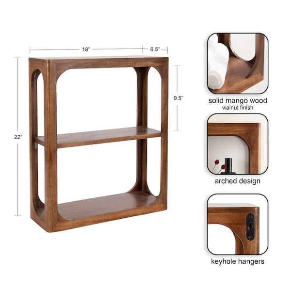Kate and Laurel Dahl 18 in. W x 7 in. D Walnut Brown Wood