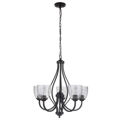 Serene 5-Light Espresso Finish with Seeded Glass Transitional Chandelier for Kitchen/Dining/Foyer, No Bulb Included Chandeliers