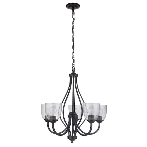 CRAFTMADE Serene 5-Light Espresso Finish with Seeded Glass Transitional Chandelier for Kitchen/Dining/Foyer, No Bulb Included