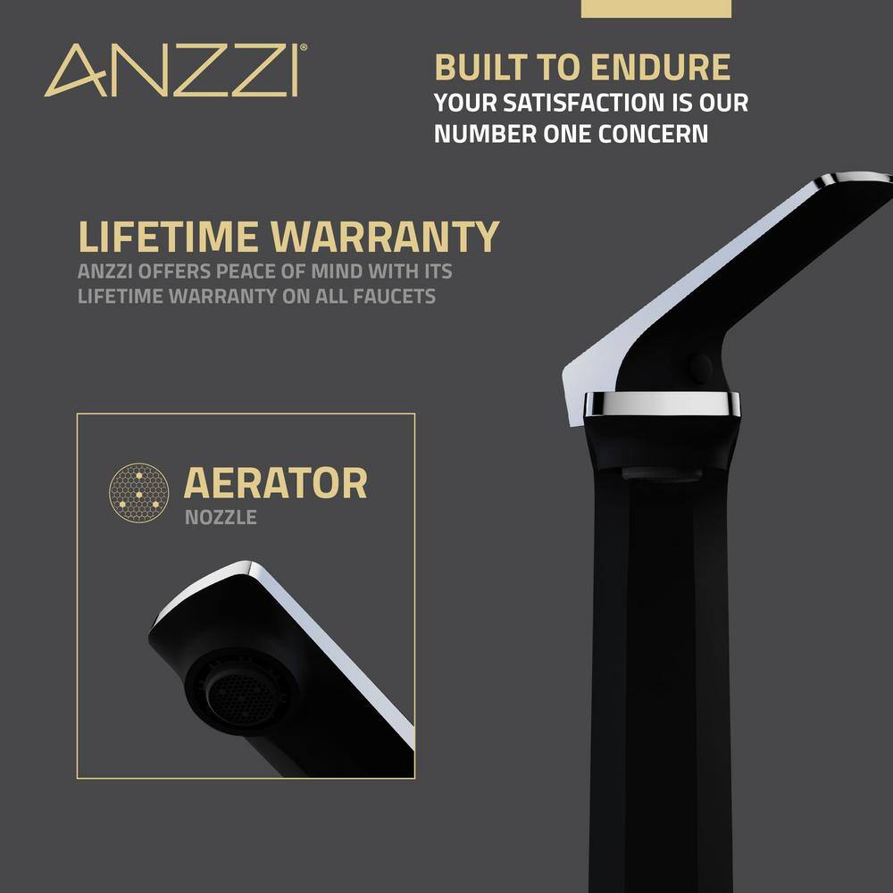 Matte Black and Chrome Single Handle Bathroom Faucet