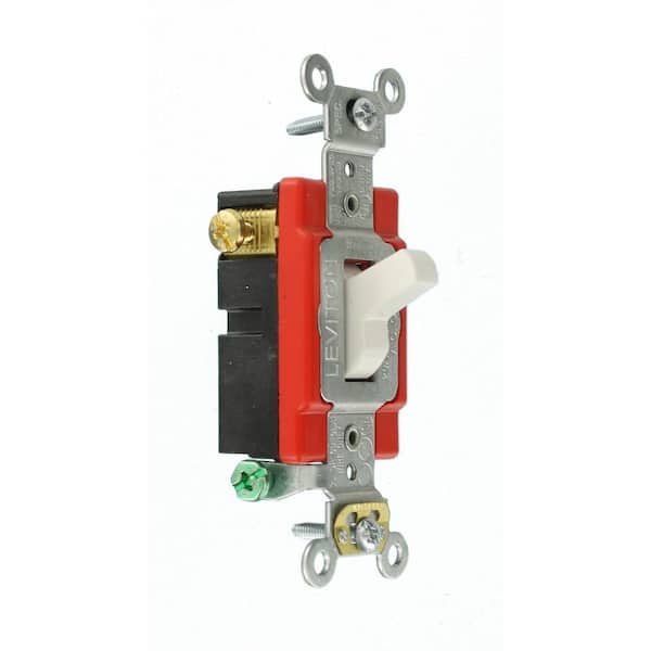 20 Amp Industrial Grade Heavy Duty 3-Way Lighted Handle Toggle Switch, White 1223-LHW