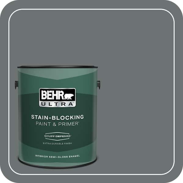 BEHR ULTRA 1 gal. #MQ5-28 Dawn Gray Extra Durable Semi-Gloss Enamel Interior Paint & Primer