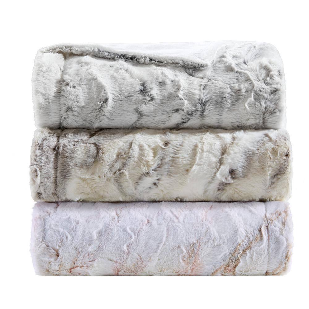 Oversized Grey Faux Fur Reversible Winter Throw