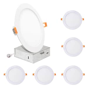 6 in. Round Color Selectable 5CCT New Construction or Remodel IC Rated Canless Integrated LED Recessed Light Kit White