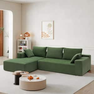 109 in. 2-Piece L Shaped Chenille Modern Sectional Sofa in Green