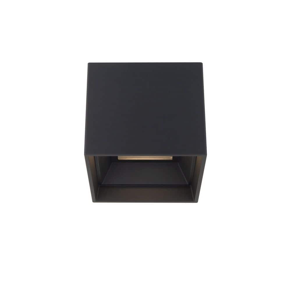 Downtown Sleek Black Aluminum LED Flush Mount Indoor/Outdoor