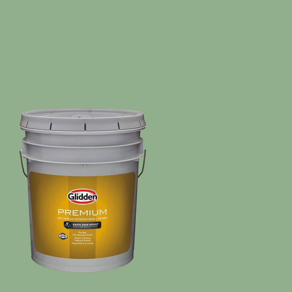 Glidden Premium 5 gal. PPG1130-5 Pear Cactus Flat Exterior Paint