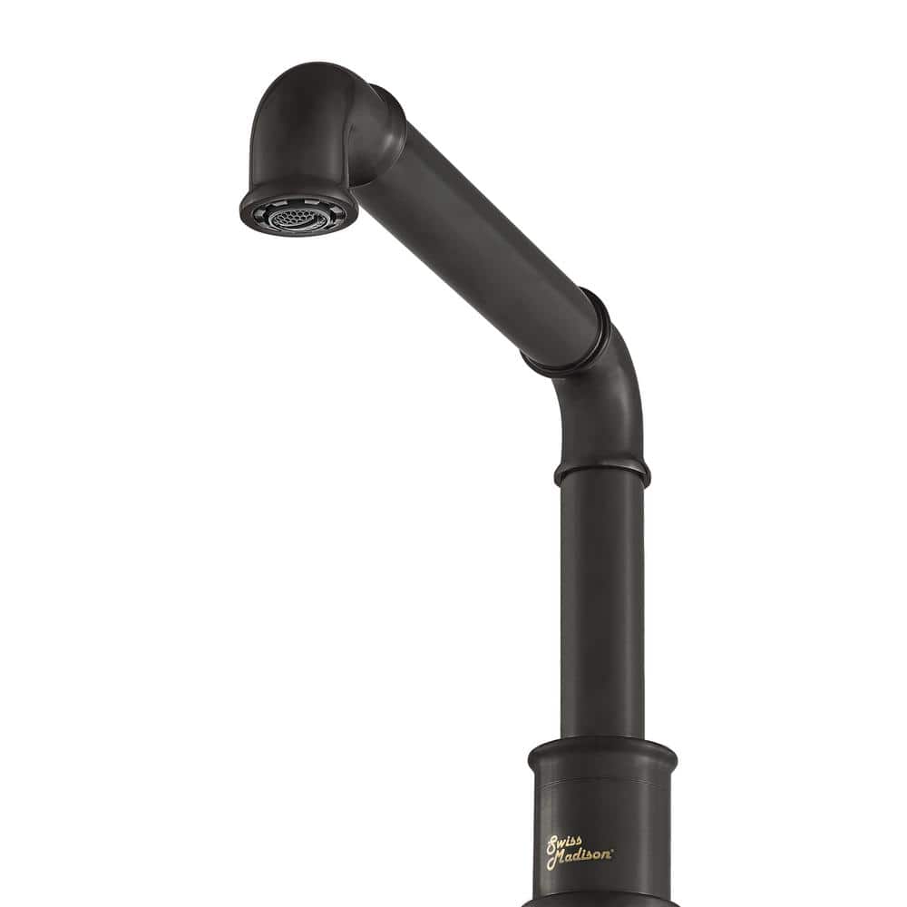 Swiss Madison Avallon Matte Black 8" Widespread Bathroom Faucet with Blue Handles