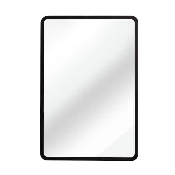 16 in. W x 24 in. H Rectangular Framed Wall Bathroom Vanity Mirror Recessed Mirror Cabinet in Black