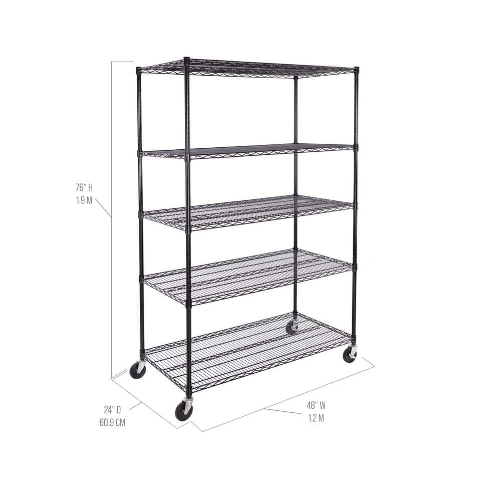 UltraDurable Black Adjustable Steel Wire Shelving Unit, 5-Tier