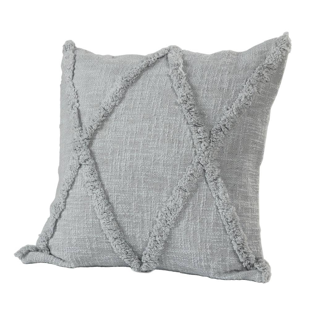 Reese Light Gray Cotton Geometric 18" Square Throw Pillow Set