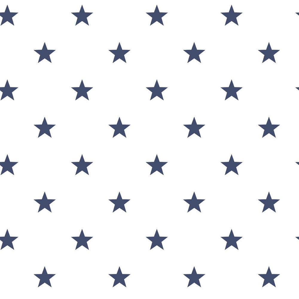 Star Matte Deauville 2 Collection White/Navy Star Matte Finish Non-woven Non ...