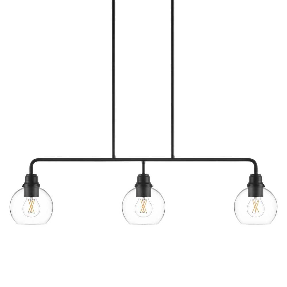 Hampton Bay Florabelle 3-Light Island Pendant Light Matte Black