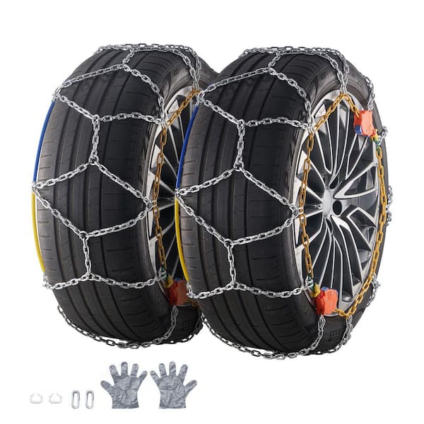 Auto Tightening Snow Chains, Manganese Steel Tire Chains, Diamond Mesh for 255/65-16,255/60-18 (Set of 2)