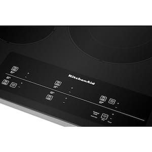 30 in. Radiant Electric Cooktop in Black Stainless Steel with 5 Burner Elements Including Double-Ring Element