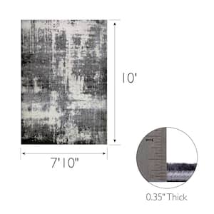 Allerick Vintage Monochromatic Gray Faded 8 ft. x 10 ft. Abstract Polypropylene Area Rug
