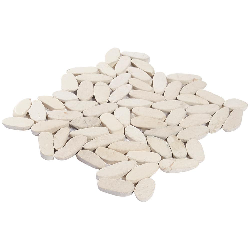 White Natural Slate Pebble Mosaic Tile for Indoor/Outdoor Use
