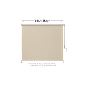 Champagne Cordless 95% UV Blocking Fade Resistant Fabric Exterior Roller Shade 72 in. W x 96 in. L