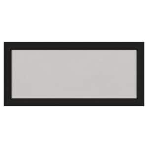 Midnight Black Narrow Wood Framed Grey Corkboard 33 in. x 15 in. Bulletin Board Memo Board