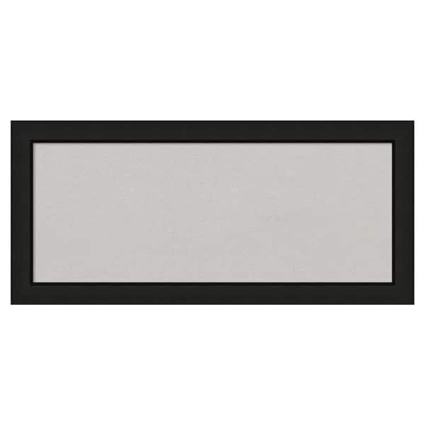 Amanti Art Midnight Black Narrow Wood Framed Grey Corkboard 33 in. x 15 in. Bulletin Board Memo Board