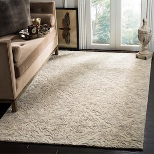 Blossom Ivory/Gray 8 ft. x 8 ft. Diamond Damask Floral Square Area Rug