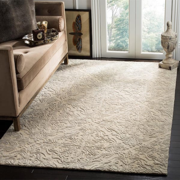 Blossom Ivory/Gray 9 ft. x 12 ft. Diamond Damask Floral Area Rug