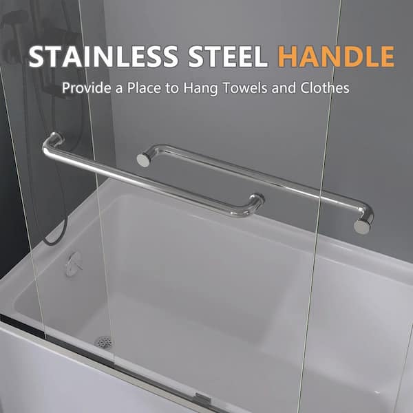 Zeafive 56 to 60 in. W x 58 in. H Double Sliding Tub Door in