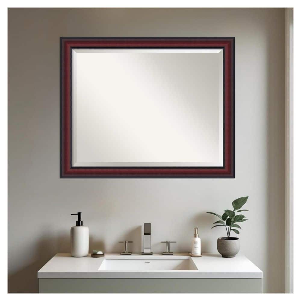 Dalat Cherry 31.75 in. x 25.75 in. Beveled Traditional Rectangle Framed Bathroom Wall Mirror price history on PriceWatchPro