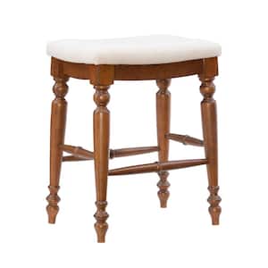 25 in. Linon Haverly Backless Linen and Walnut Counter Stool