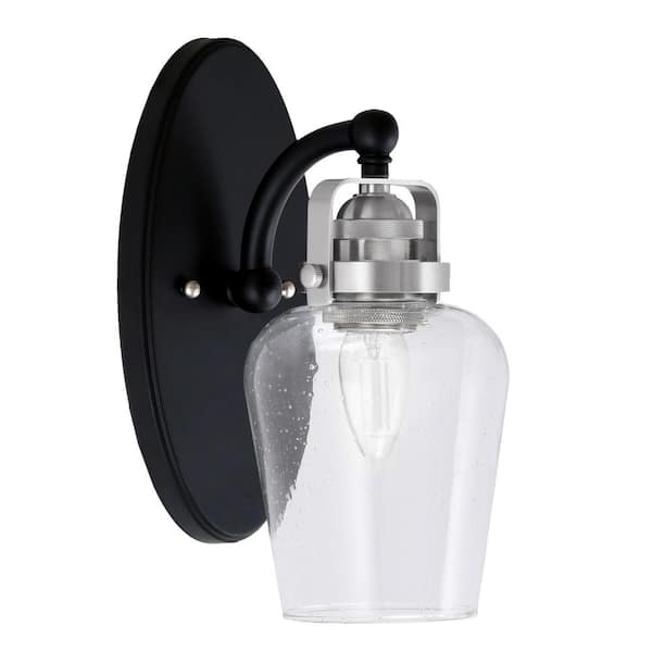 Unbranded Decatur 1-Light Matte Black and Brushed Nickel Wall Sconce