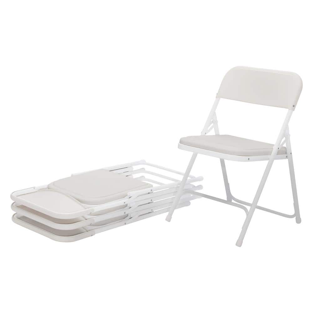 Bright White Metal Armless Stacking Reception Chair Set