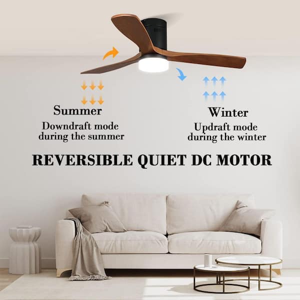 Topeka Low Profile Smart Ceiling Fan with LED Light and Remote 52 inch