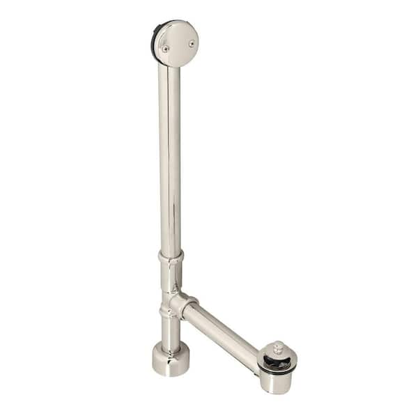 Westbrass All Exposed Fully Finished Twist and Close Bath Waste and Overflow, Polished Nickel